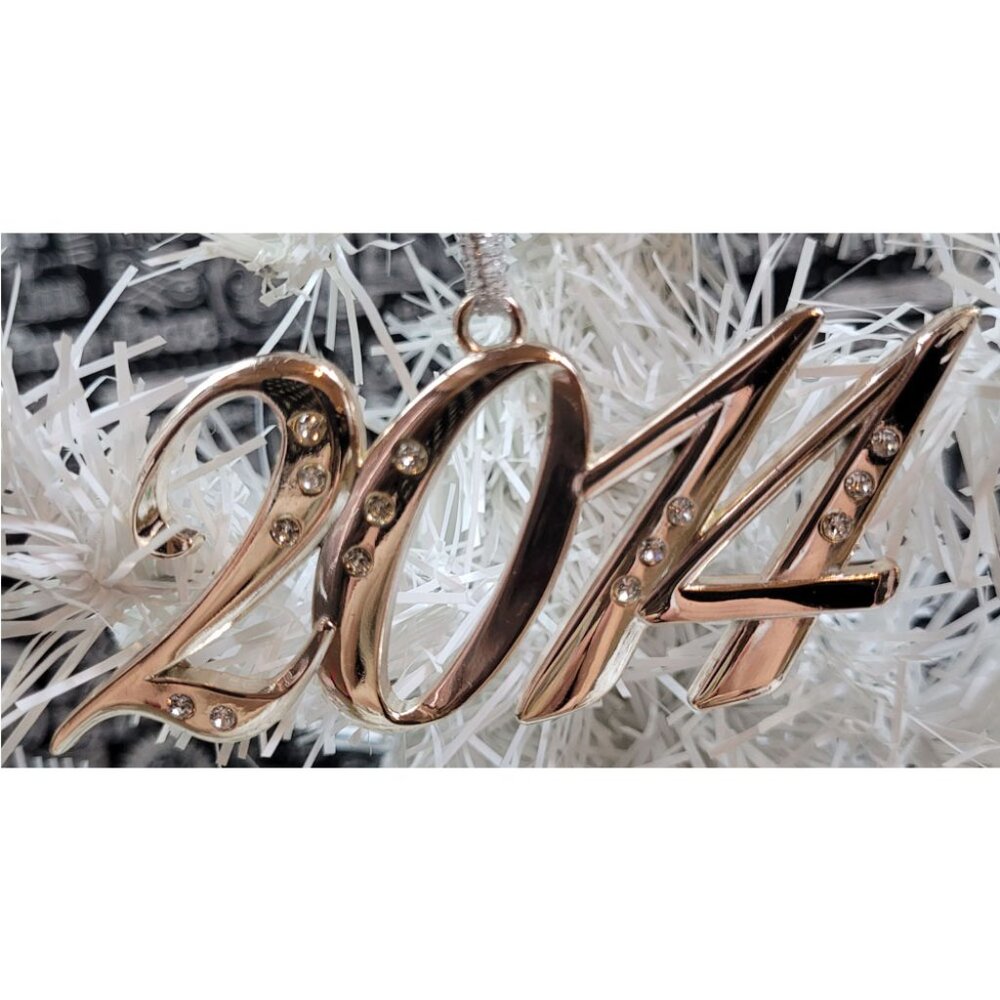 Harvey Lewis 2014 Silver Rhinestone Monogram Christmas Ornament